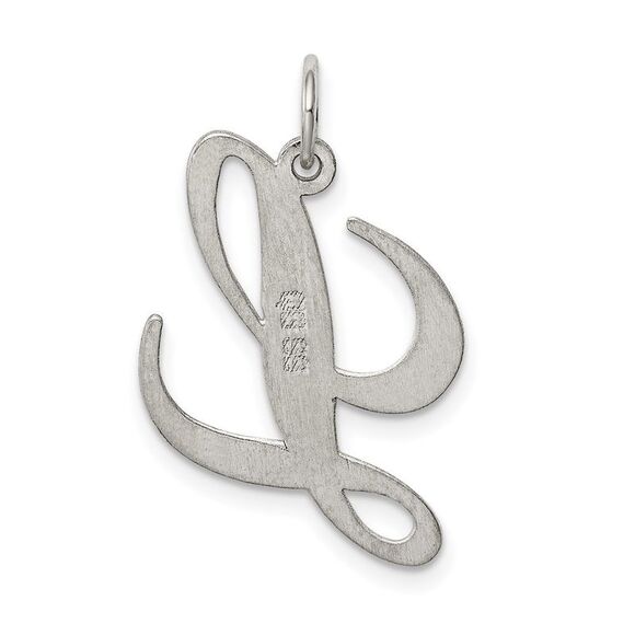 Sterling Silver, Ella Collection, LG Fancy Script Initial L Pendant - Picture 3 of 5